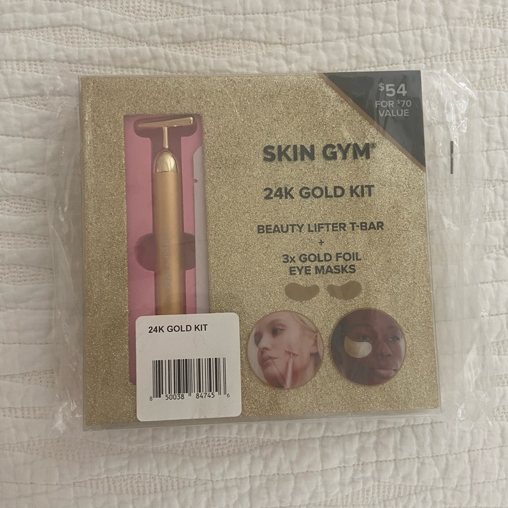 SKIN GYM 24K Gold Kit Beauty Lifter T-Bar and 3x gold foil eye masks 💛